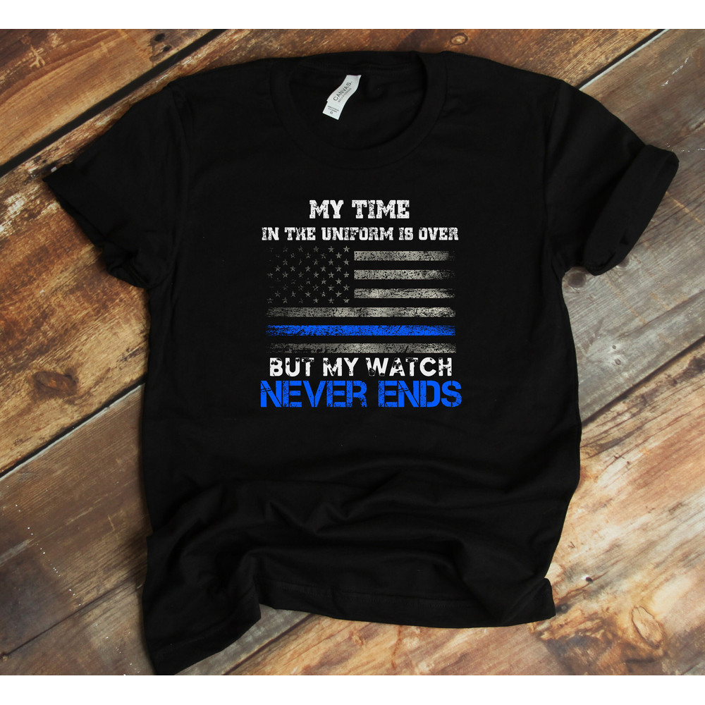 Retired Police Officer T-Shirt - US Flag Thin Blue Line - Patriotic Shirt - Police Support - Labor Day - First Responders-1.jpg
