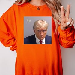 donald trump mug shot sweatshirt sweater, trump jail sweater, trump arrested crewneck, trump meme shirt