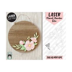 flower laser cut file svg, floral laser file, single line flower laser cut file svg, flower cut file, floral svg file, s
