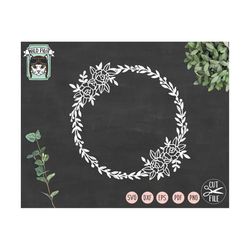 Wreath SVG file, Flower Wreath Cut file, Wreath Vector, floral wreath, monogram frame svg, monogram wreath svg, wedding