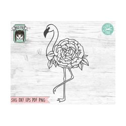 flamingo svg file, flamingo flower svg, floral flamingo svg file, flamingo cut file, summer svg file, summer cut file, b