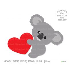 instant download. cute  valentine koala bear svg cut file and clip art. personal and commercial use. k_4.