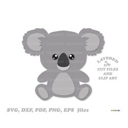 instant download. cute sitting koala  bear svg cut file and clip art. personal and commercial use. k_2.