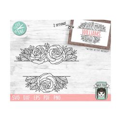 flower border svg, flower monogram, rose border svg, split monogram, floral monogram, floral border svg file, wedding mo