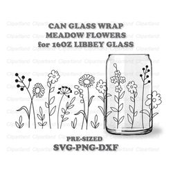 INSTANT Download. Meadow flowers Libbey can glass wrap template svg, png, dxf - ConcordiaStore