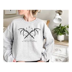 i will find you in the next world sweatshirt,velaris tshirt,velaris sweatshirt,cassian quotes shirt, bat boys wings acot