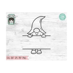 gnome svg file, gnome split monogram frame svg, gnome cut file, gnome monogram frame cut file, gnome clipart, gnome mono