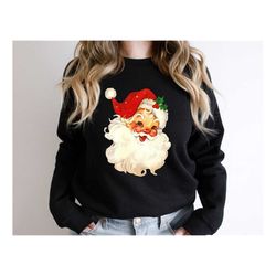 retro santa christmas sweatshirt, christmas santa sweatshirt, retro santa shirt gift for women, santa sweatshirt, women