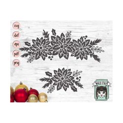 poinsettia svg file, poinsettia cut file, christmas svg, christmas floral svg, christmas flowers svg, flowers svg, flowe