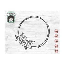 wreath svg file, flower wreath svg, offset wreath, clip art, monogram wreath, wreath cut file, floral wreath svg, vector