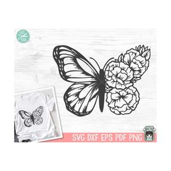 butterfly svg file, floral butterfly svg, butterfly flowers, butterfly cut file, butterfly wings, butterfly half flowers