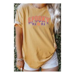 comfort colors halloween spooky shirt for mama, retro spooky mama t-shirt, spooky mom tee, halloween shirt, spooky shirt