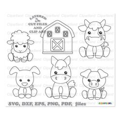 INSTANT Download. Farm animals digital stamp cut files and clip art. Commercial license is included! F_28.