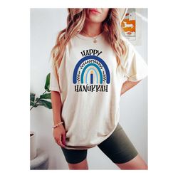 comfort colors happy hanukkah shirt, happy hanukkah gifts, menorah, hannukah sweater, jewish saying tee, jewish shirt, j