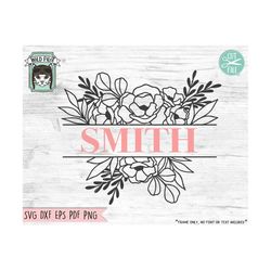 floral split monogram frame svg file, split monogram svg, flower monogram frame, flower border frame, floral monogram bo