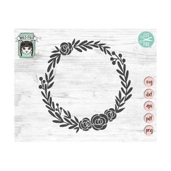 wreath svg file, flower wreath cut file, wreath vector, floral wreath, monogram frame, monogram wreath, wedding, laurel,