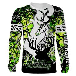 deer hunting green camo shirt, camo green jackets, long sleeve, zip up, hoodie customize name 3d all over printed shirts