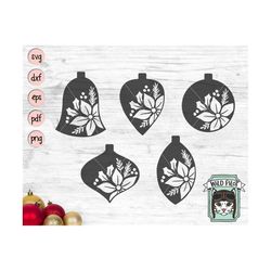 ornament svg file, christmas ornament svg file, poinsettia ornament, evergreen, holly, ornament cut file, christmas svg