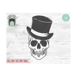 Skull SVG, Halloween SVG, Skull Top Hat SVG, Skull png, Top Hat Skull Clipart, Halloween Clipart, Steampunk svg, gothic