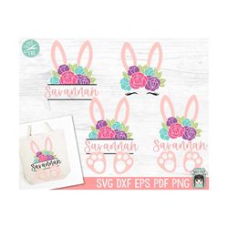 bunny svg, easter monogram frame svg cut file, easter bunny png, easter basket monogram svg, floral bunny svg, flower ea