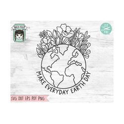 make everyday earth day svg file, love earth svg file, floral earth day svg file, earth flowers svg cut file, mother nat