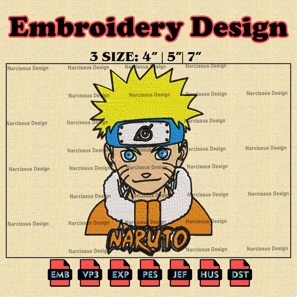 Naruto Patterned Image Naruto Machine Embroidery Pattern, Uzumaki Naruto Embroidery | Inspire ...