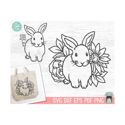 floral bunny svg, easter svg file, rabbit with flowers svg, rabbit cut file, easter bunny svg, chocolate bunny, bunny cu