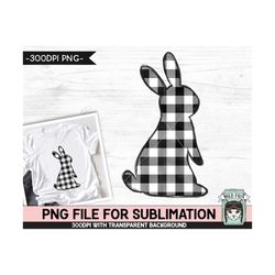 easter sublimation design png, black white buffalo plaid bunny png file, bunny rabbit silhouette sublimation, kids easte