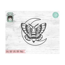 moth moon svg file, moth svg file, mystical svg, moth moon cut file, witchy svg file, moon cut file, mystical cut file,