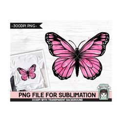 pink butterfly sublimation design png, watercolor butterfly sublimation, breast cancer awareness png sublimation file, s