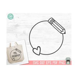 monogram frame svg, teacher shirt svg, teacher monogram frame svg, heart monogram frame svg, teacher pencil sign svg, sc