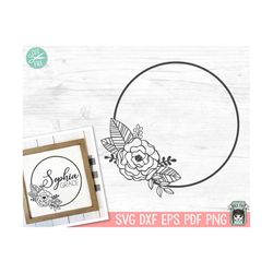 flower wreath svg file, floral wreath cut file, monogram frame svg, monogram wreath svg, monogram svg, wreath svg, round