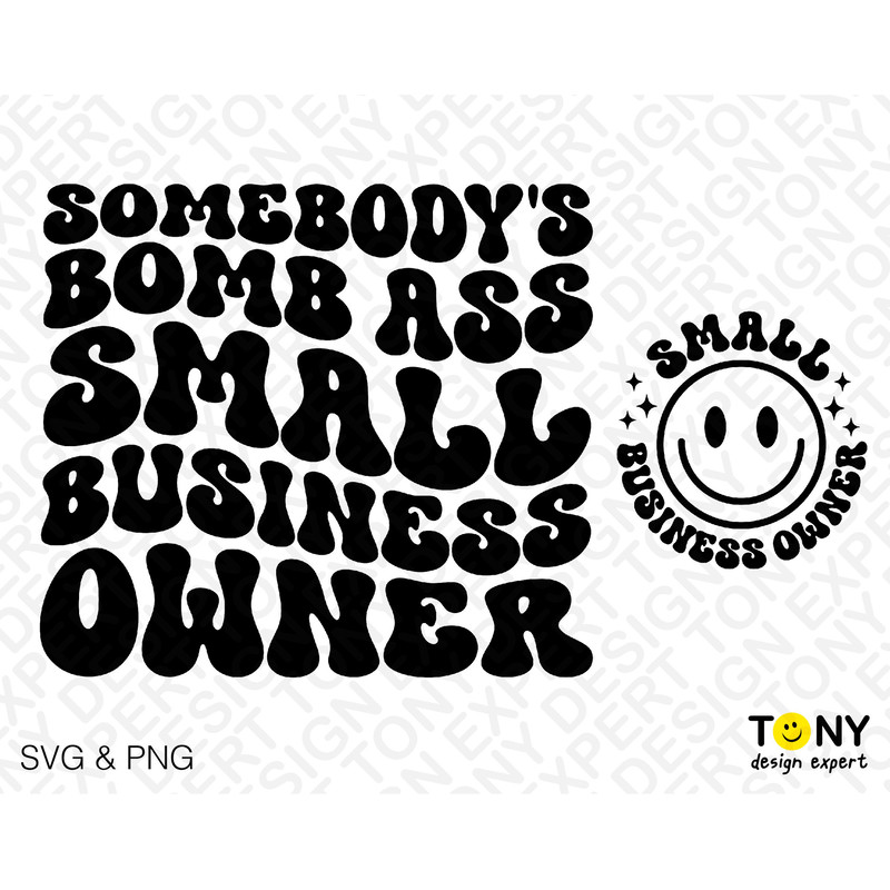 2 Bundle, Somebody's Bomb Ass Small Business Owner Svg Png, Front Back Pocket Groovy Wavy Digital Download Sublimation PNG & SVG File Cricut - 2.jpg