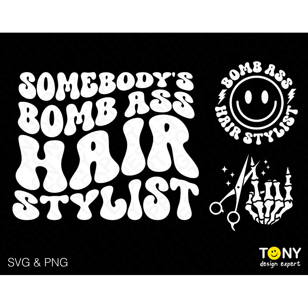 3 Bundle, Somebody's Bomb Ass Hair Stylist Svg Png, Front Back Pocket Wavy Groovy Digital Download Sublimation PNG & SVG Cricut Cut File - 1.jpg