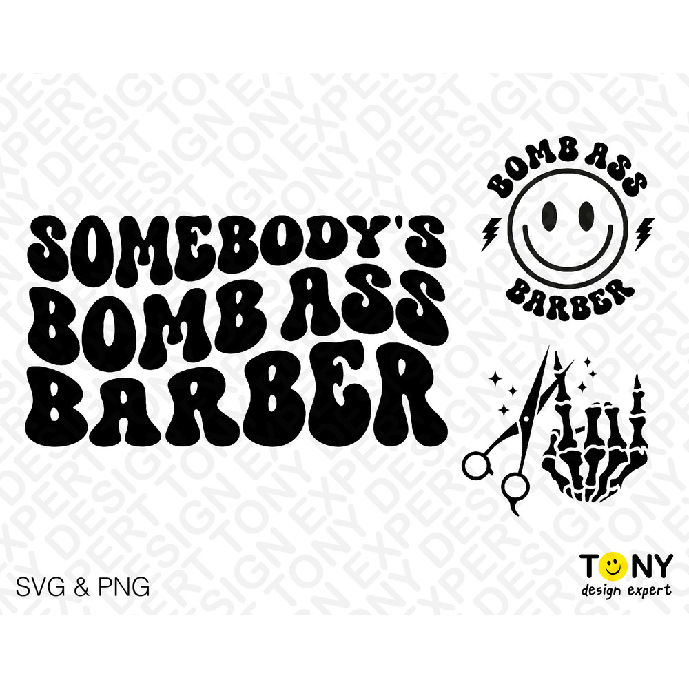 3 Bundle, Somebody's Bomb Ass Barber Svg Png, Front Back Pocket Trendy Groovy Wavy Stacked Digital Download Sublimation PNG & SVG Cricut - 2.jpg