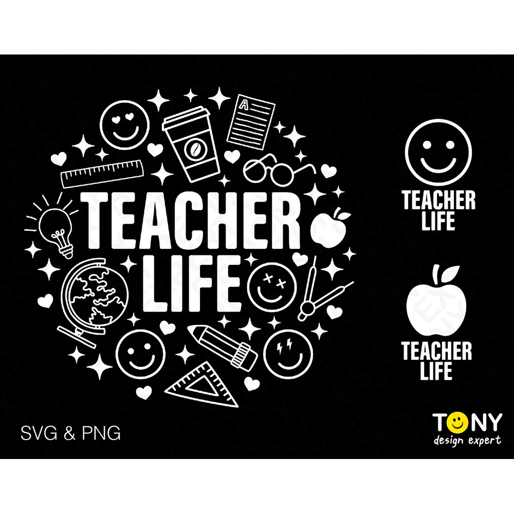 3 Bundles, Teacher Life Svg Png, Teacher Svg, Teacherlife Svg, Front Back Pocket Included Digital Download Sublimation PNG & SVG Cricut - 1.jpg