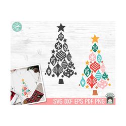 ornament christmas tree svg file, retro christmas svg file, vintage ornament tree cut file, colorful ornament christmas