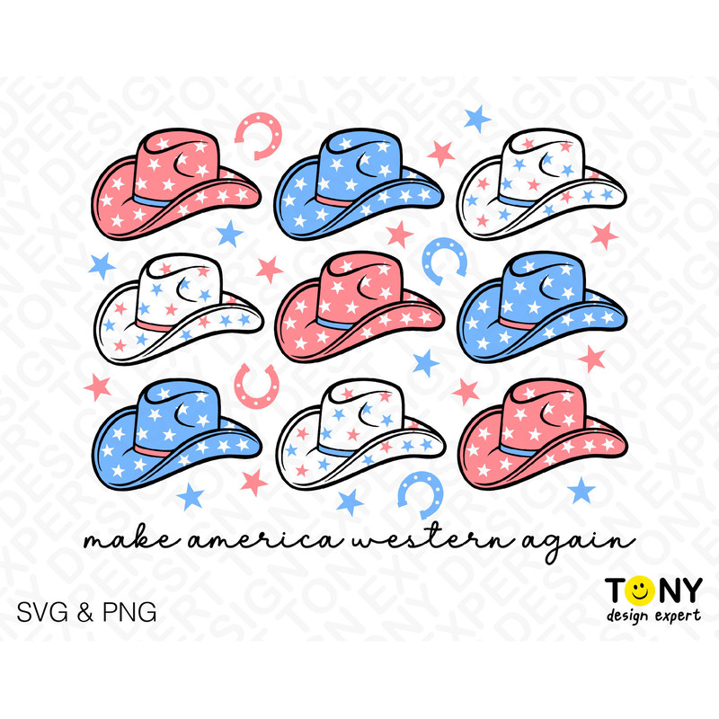 America Svg Png, Make America Western Again Svg, Cowboy Svg, 4th of July Svg, Digital Download Sublimation PNG & SVG Cricut File - 1.jpg