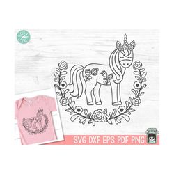 unicorn svg, cute unicorn svg, cute unicorn clip art, unicorn clipart, wreath, svg, dxf, eps, png, cut file