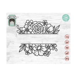 flower border svg, flower svg, flower monogram, split monogram, floral monogram, floral border svg file, floral wedding