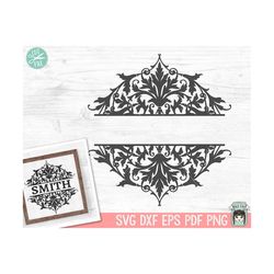 monogram frame svg, split scroll monogram frame svg, cricut svg dxf files, silhouette svg files