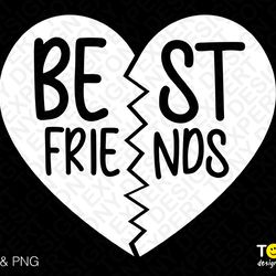 best friends heart svg png, friendship svg, split heart svg,