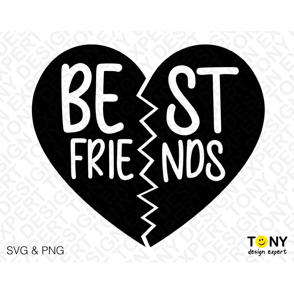 Best Friends Heart Svg Png, Friendship Svg, Split Heart Svg, Bff Matching Gifts Idea Digital Download Sublimation PNG & SVG File For Cricut - 2.jpg