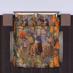 Deer Hunting Orange 3D All Over Printed Bed Set