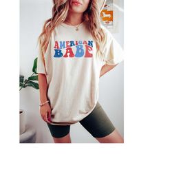 retro usa comfort colors shirt, all american babe, retro funny fourth shirt, womens 4th of july shirt, america patriotic