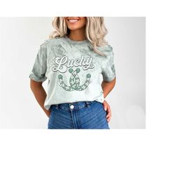 retro st patty's day tie dye comfort colors shirt,  my lucky horseshoe love, vintage st patricks day shirt, day drinking