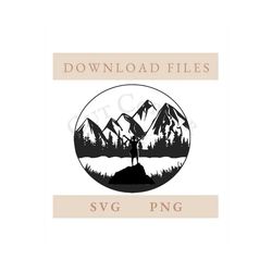 hiker svg | mountains svg | hiking | top of the world png | files | digital download