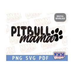 pitbull mama svg png, dog mom, text, trendy dog lover shirt, groovy sublimation design, digital craft files for cricut/s