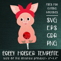 Pig Lollipop Holder | Paper Craft Template SVG