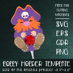 Pirate Lollipop Holder | Paper Craft Template SVG